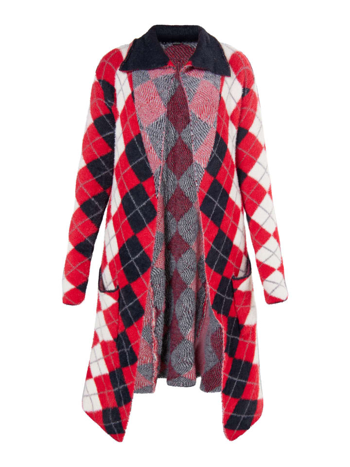 Damen Cardigan in Schwarz Rot Mehrfarbig
