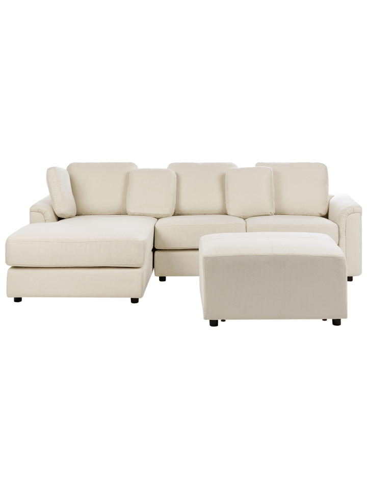 5-tlg 4-Sitzer Sofa KOHLO in Beige/Schwarz rechtsseitig