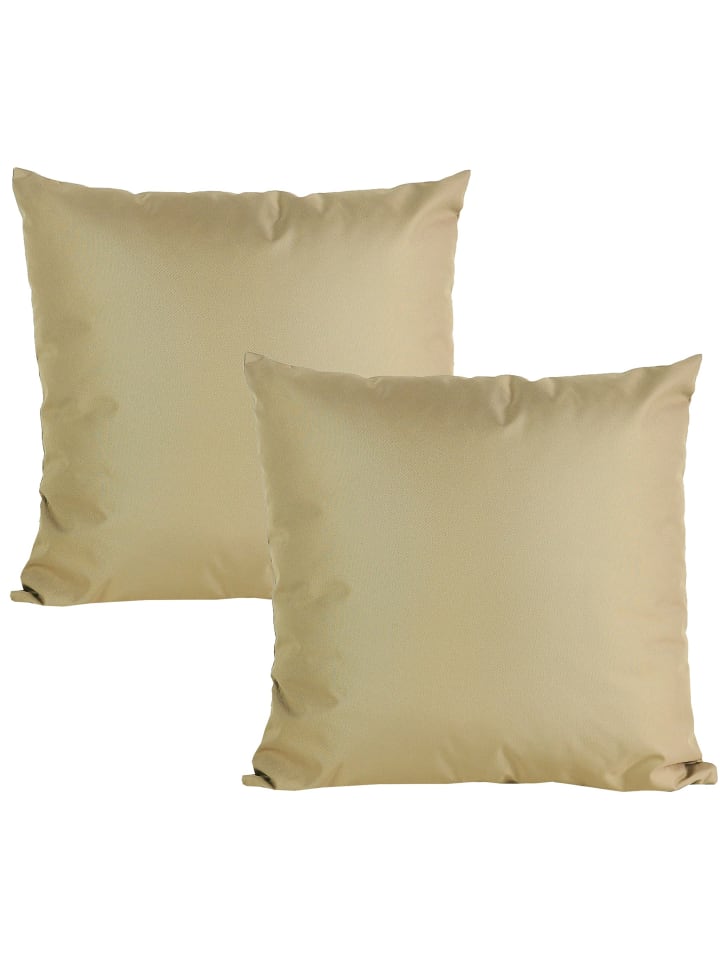 2er Set Outdoor Kissenhülle 60x60cm Uni in Taupe