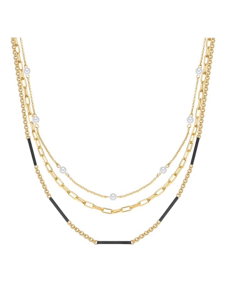 Kette aus Metall-Legierung mit Perle (synth.) in gelbgold