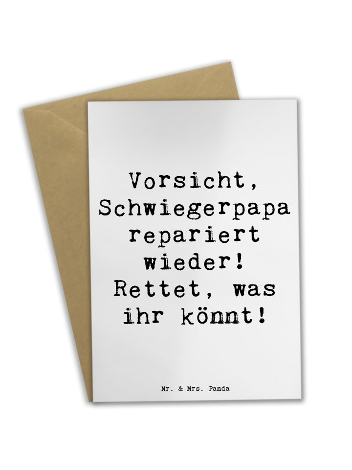 Grußkarte Schwiegerpapa Repariert mit Spruch in Weiß
