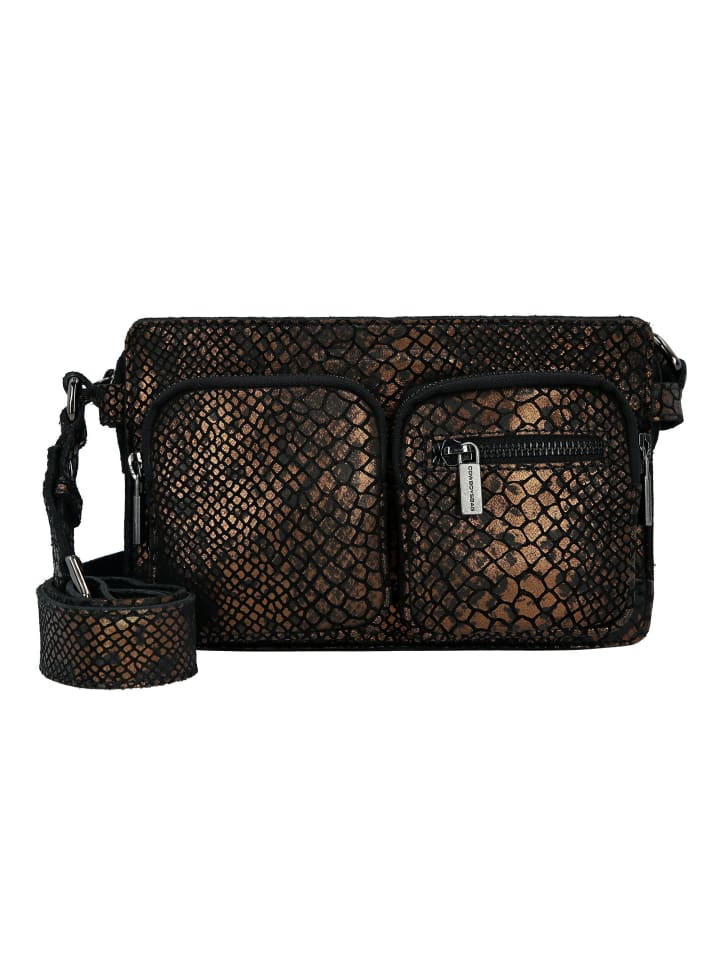 Glam Monticello Umhängetasche Leder 22 cm croco bronze