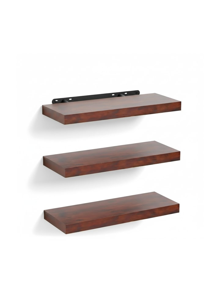 3 x Wandregal in Braun/ Schwarz - (B)40 x (H)4 x (T)23 cm