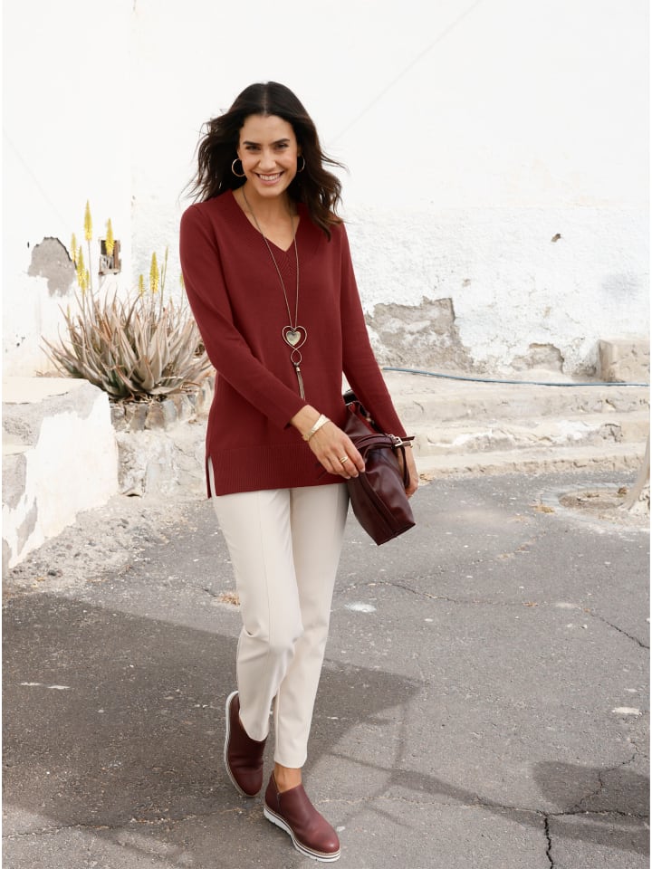 Longpullover in dunkelrot