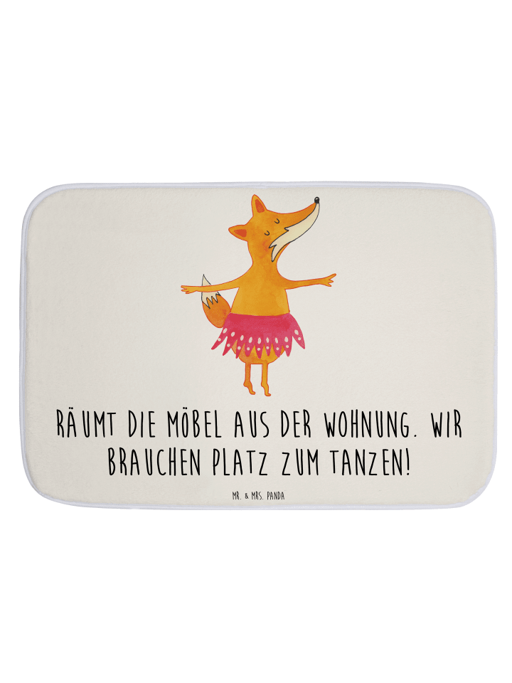 Badematte Fuchs Ballerina mit Spruch in Weiß