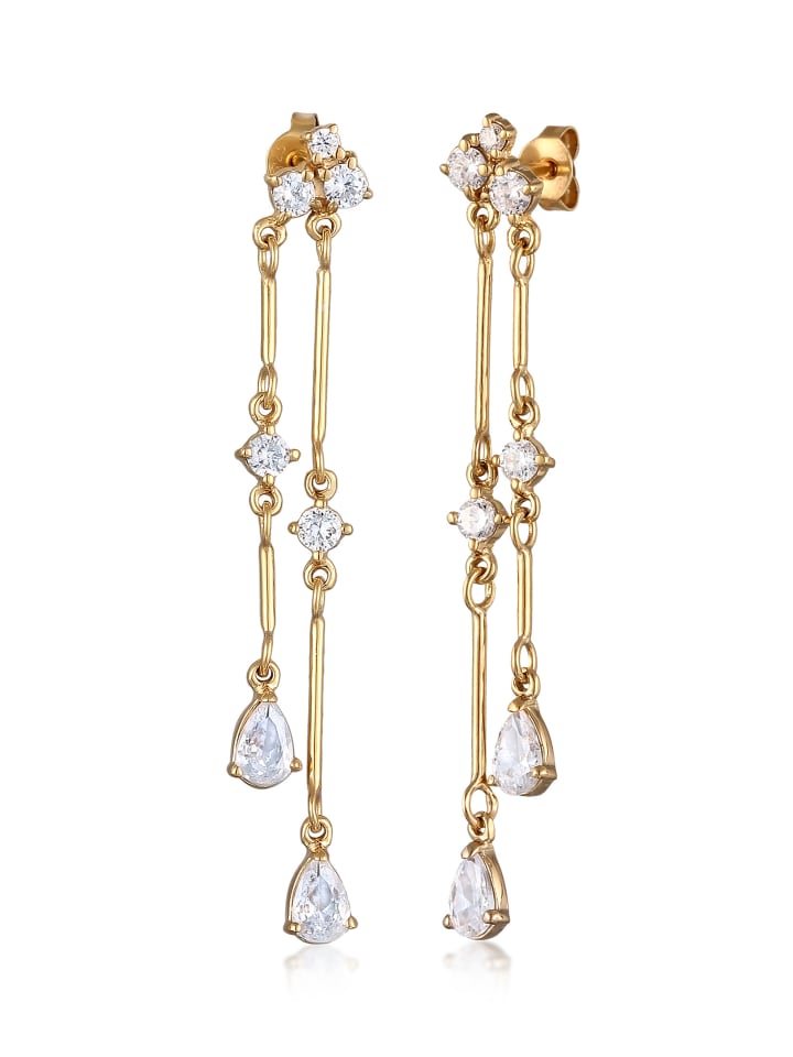 Ohrringe 925 Sterling Silber Tropfen in Gold