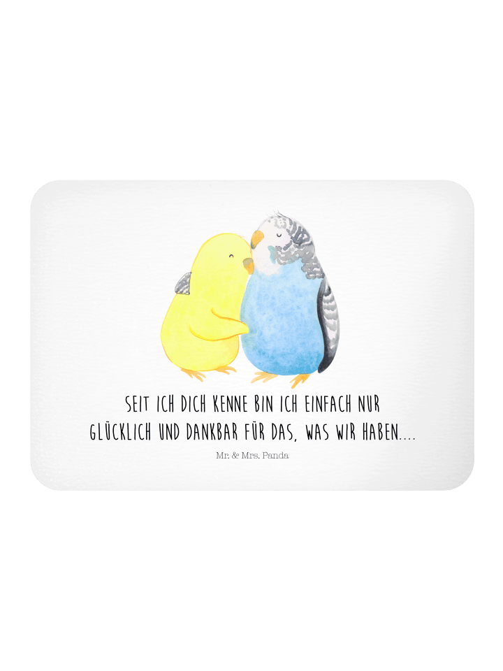 Pinnwand Magnet Wellensittich Liebe mit Spruch in Weiß