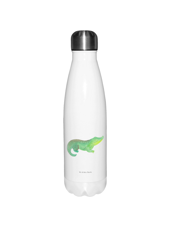 Trinkflasche Krokodil ohne Spruch in Weiß