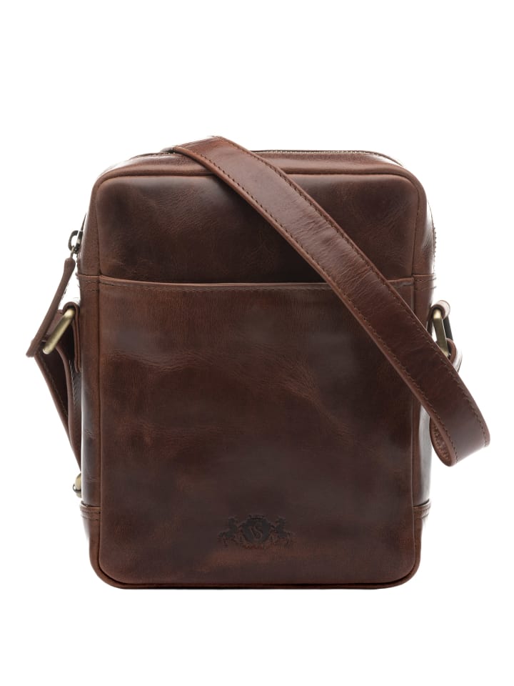 Leder-Umhängetasche echt Leder Schultertasche groß braun DUBLIN in braun