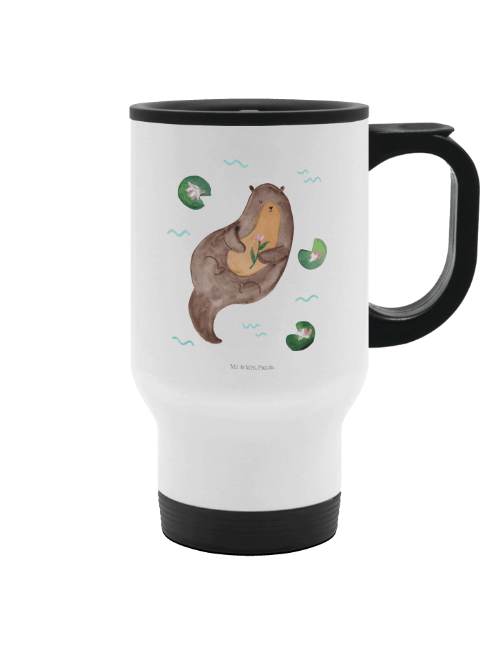 Thermosbecher Otter Seerose ohne Spruch in Weiß