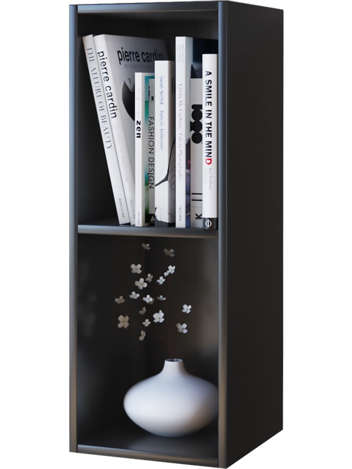 Holz Stand Regal Aufbewahrung Deko Bücher Mendas 2 in Schwarz