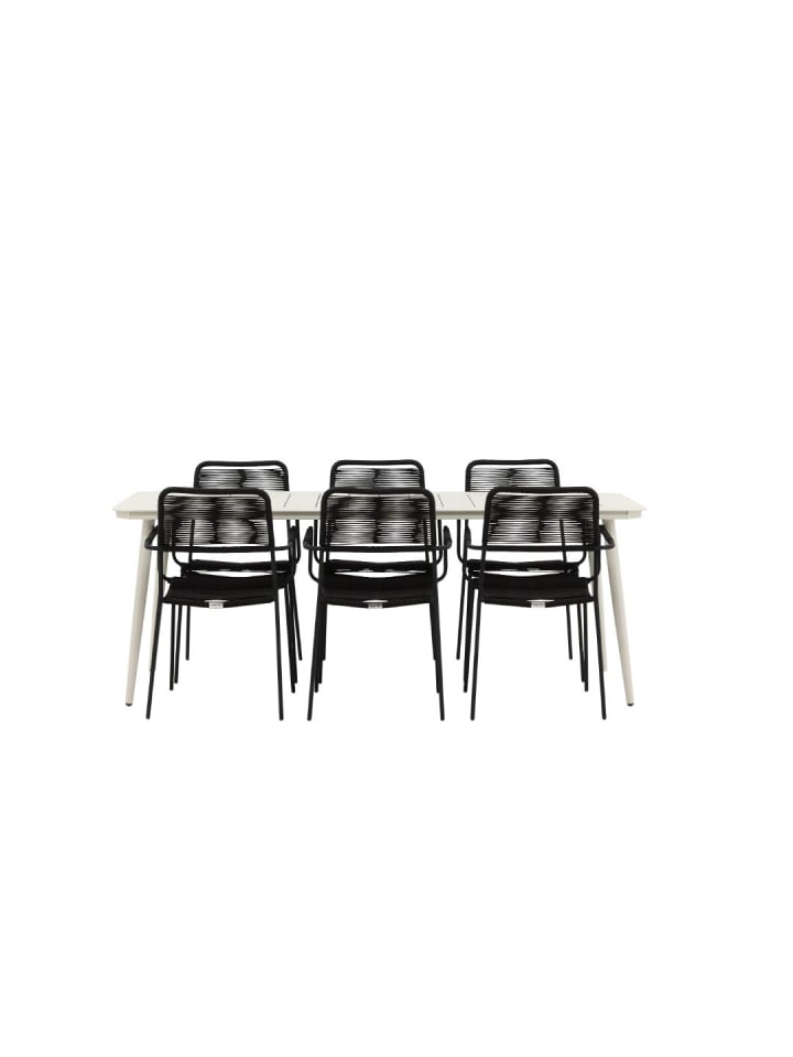 Gartenset Lina (7-teilig) Schwarz 90 x 200 cm