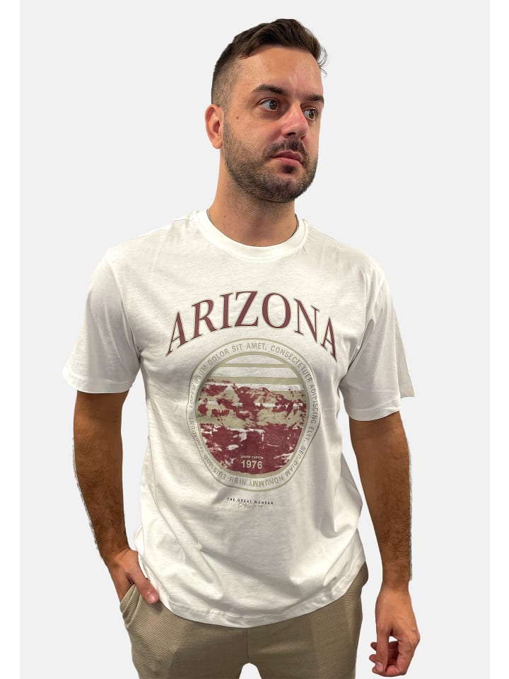 T-Shirt 2er-Set locker geschnitten Rundhals Kurzarm in Grau-Weiß