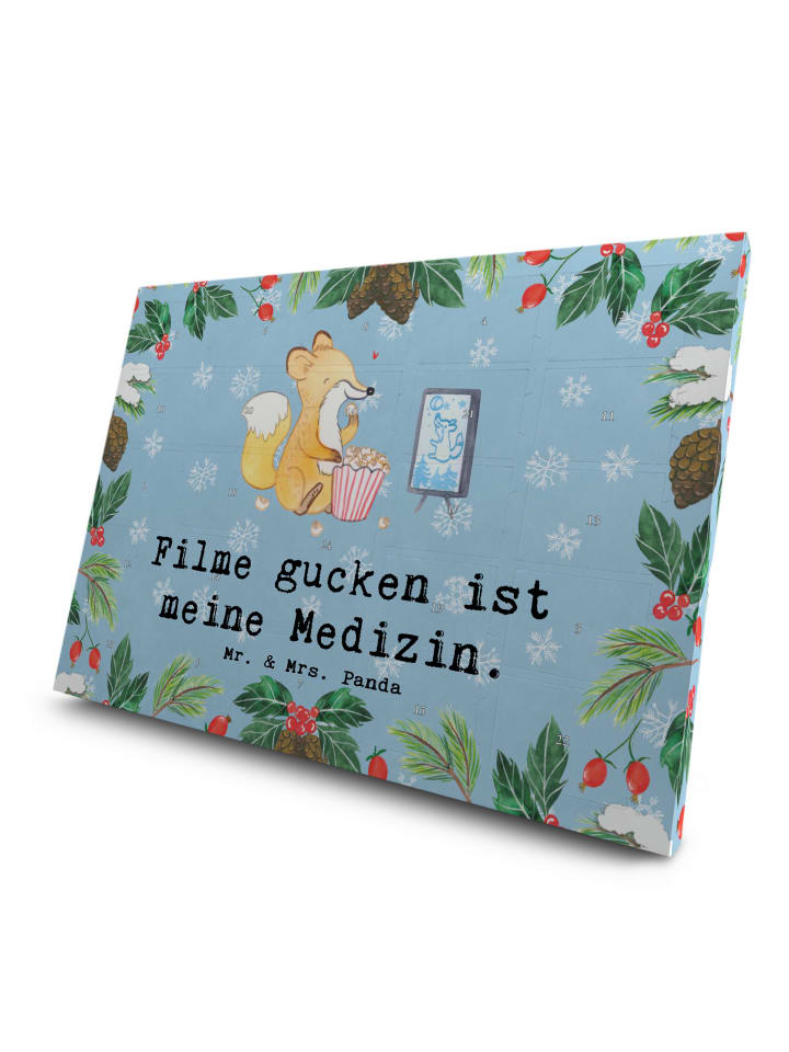 Adventskalender Fuchs Filme gucken mit Spruch in Eisblau