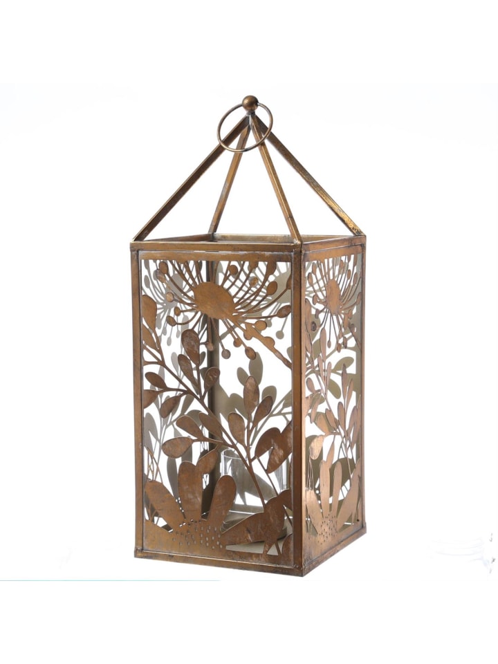 Laterne Pusteblume Metall in gold - H: 55cm