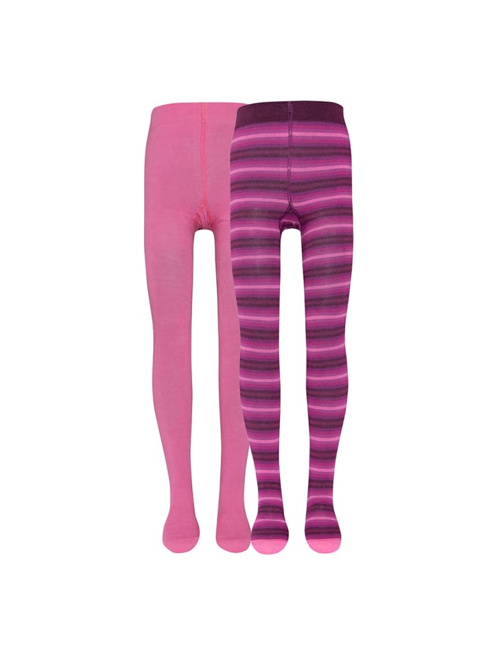 2er-Set Strumpfhose 2er Pack Ringel/Uni in dkl. himbeere