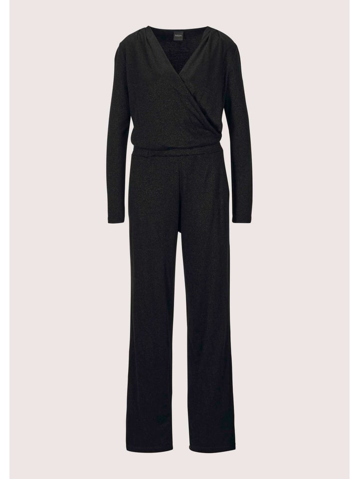 Eleganter Damen-Jumpsuit mit Schimmer in schwarz / silberfarben
