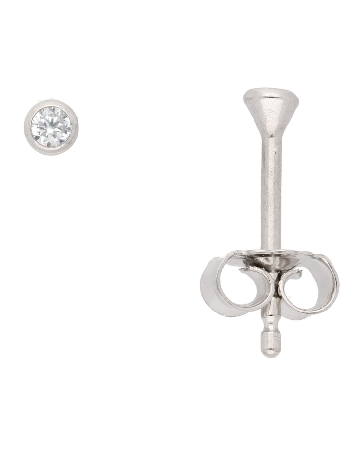 585 Weißgold Ohrringe / Ohrstecker mit Zirkonia Ø 2,5 mm in silber