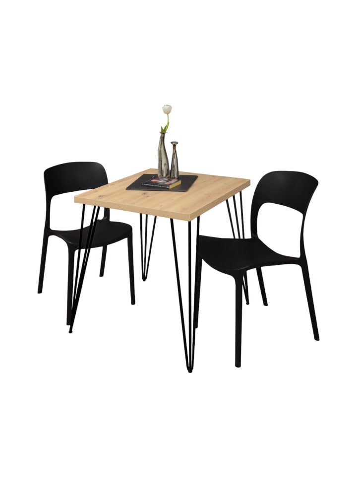 BISTROTISCH Eirena 70x70x75 schwarz matt/asteiche