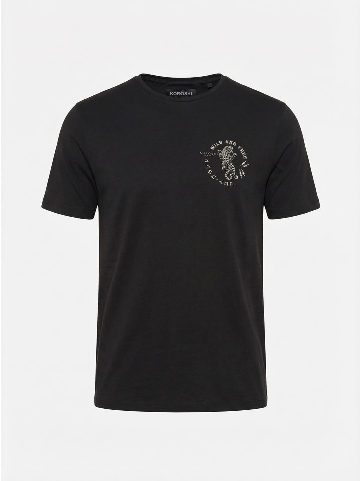 Crew t-shirt baumwolle druck-emb in anthrazit