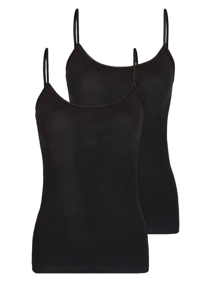 2er Pack Damen Spaghettitop in schwarz