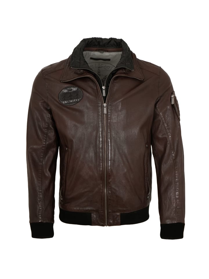 Lederblouson Lammnappa in Kastanienbraun