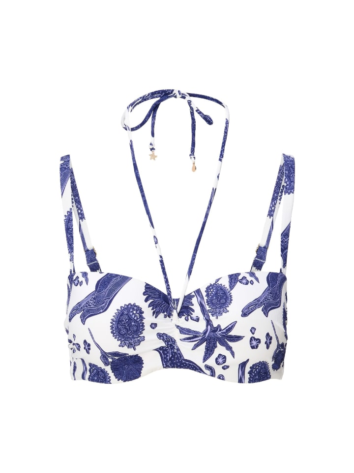 Balconette Bikini top Blue white print