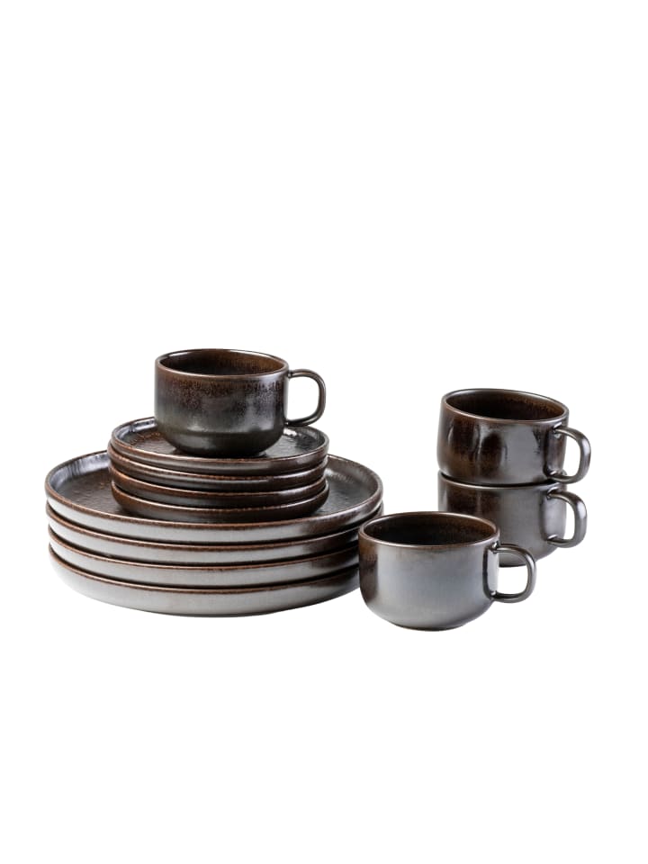 Kaffeeservice, Steinzeug Glockenklang in Bronze / Braun