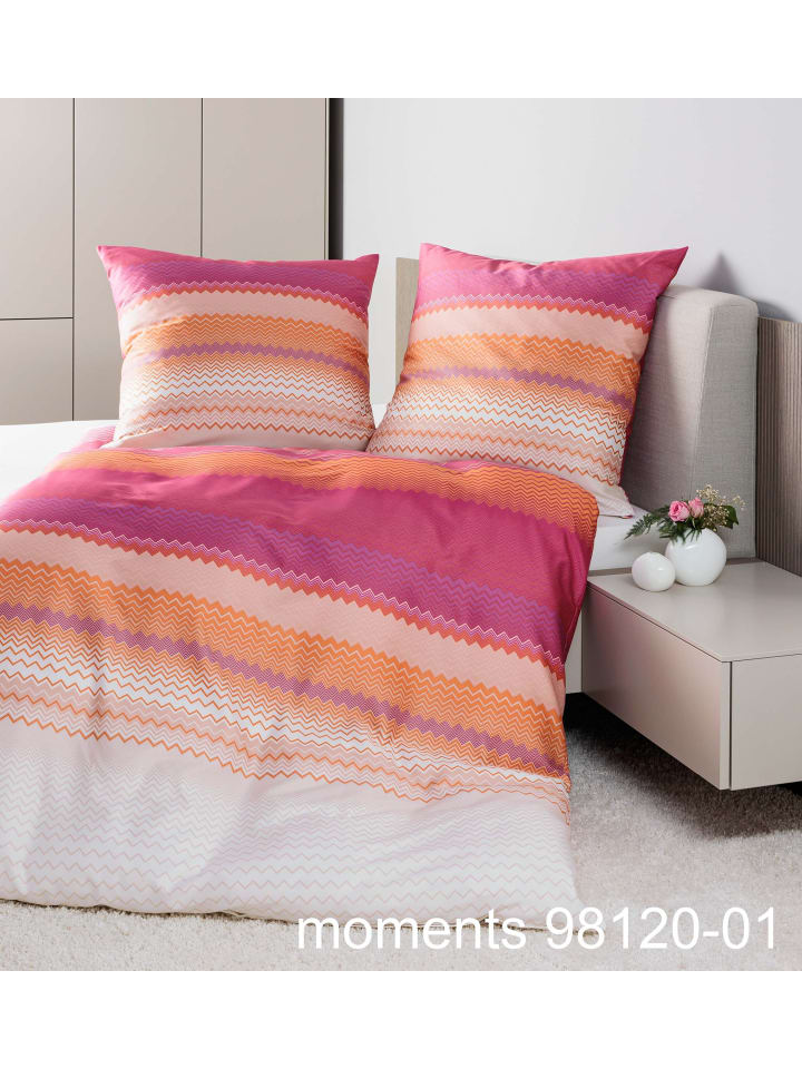 Janine Mako-Satin Baumwoll-Bettwäsche Moments in pink koralle