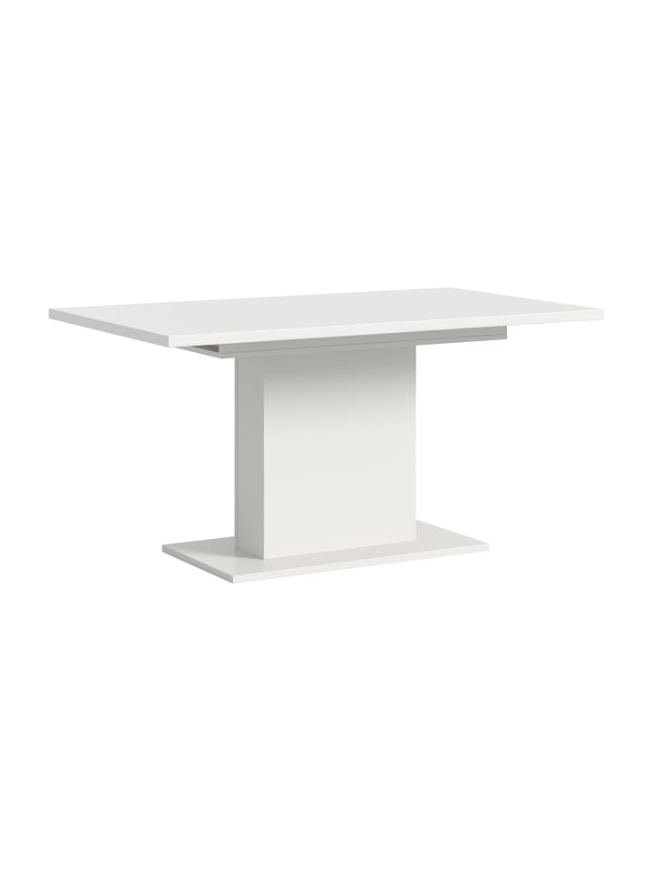 Ausziehbarer Esstisch (B/H/T): 150-190x76x90 in weiß  mit  Säulen-Fußgestell