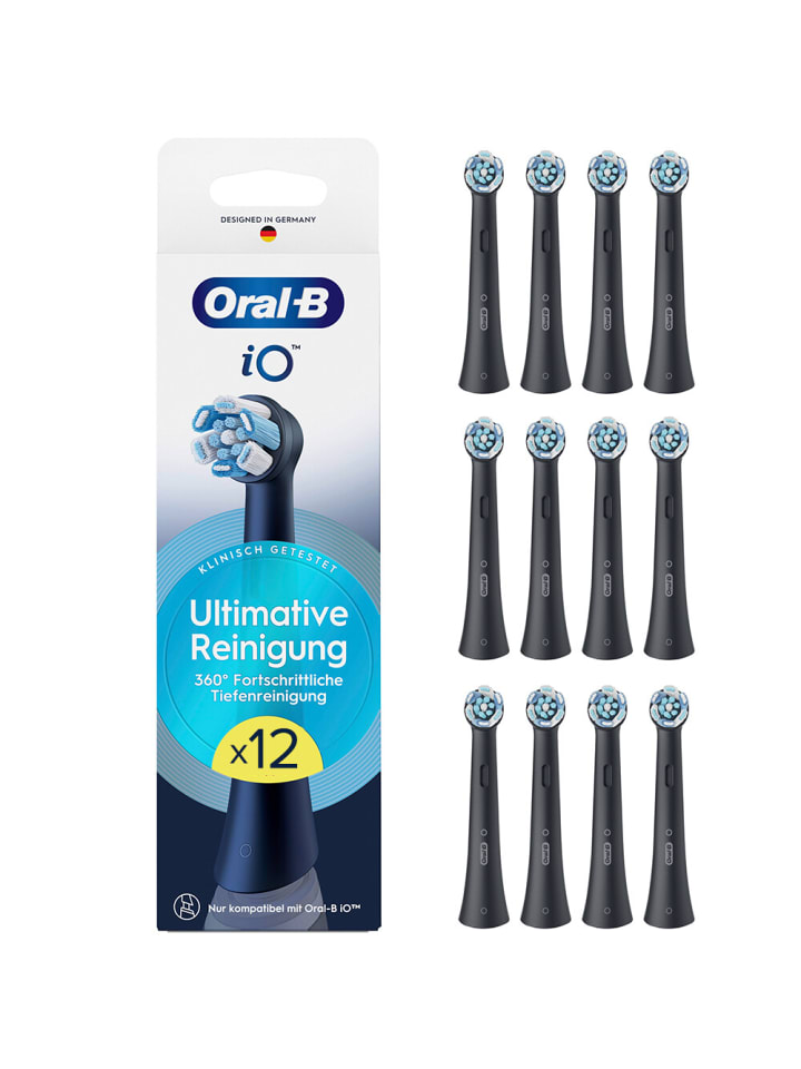 Aufsteckbürsten "iO - Ultimative Reinigung" in Schwarz (12er-Pack)