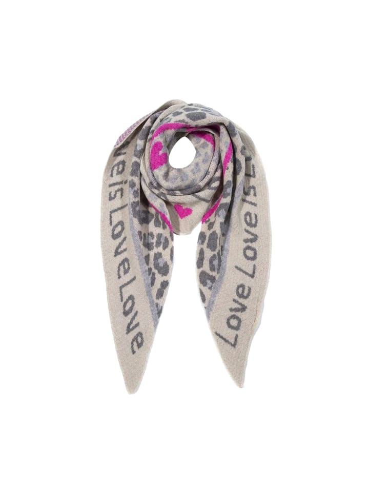 Animal Love Dreieckstuch elastischer Strick Leo Muster in Grau