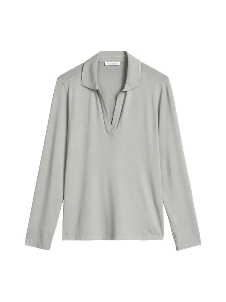 Jerseybluse im Polo-Stil regular in Foggy Blue