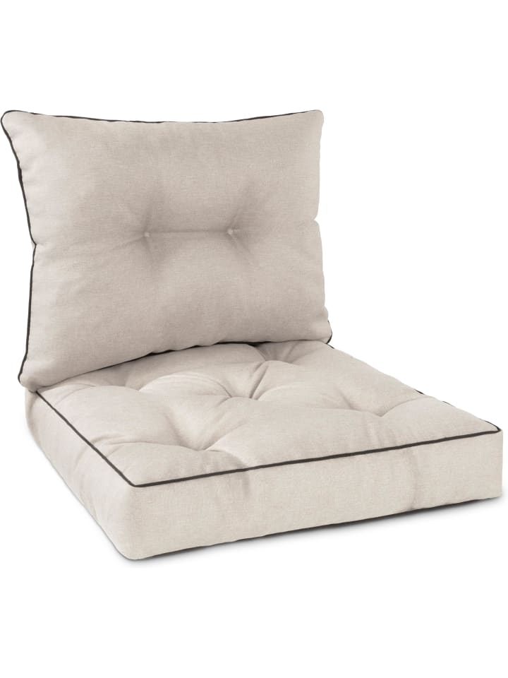 Set Stuhl- und Rückenkissen 50x50 cm & 50x40 cm in Beige