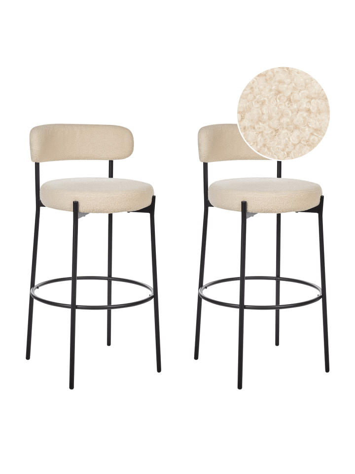 2er-Set Barhocker ALLISON in Beige/Schwarz