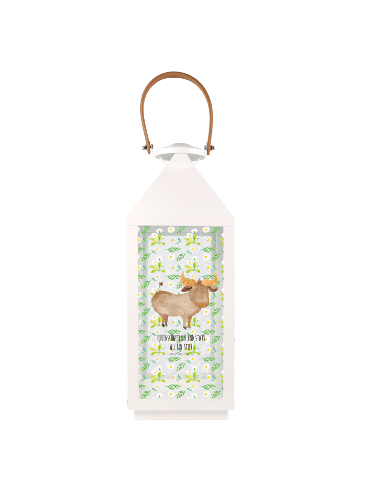 Laterne Deko Sternzeichen Stier mit Spruch in Transparent