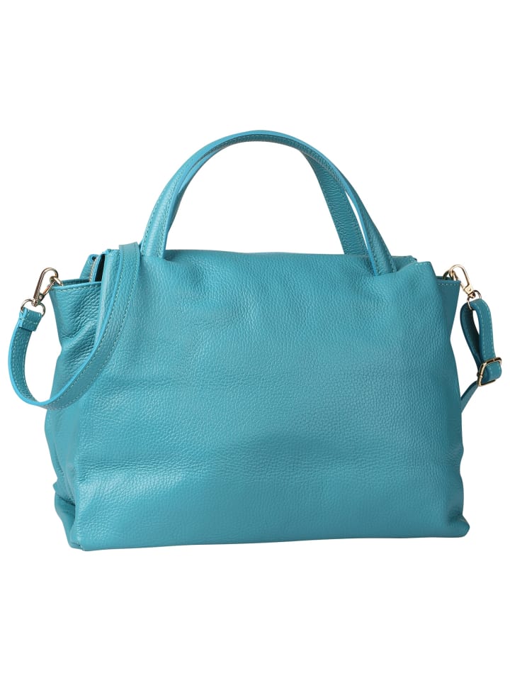 Leder Handtasche Toscanto Tasche türkis ca. 36cm