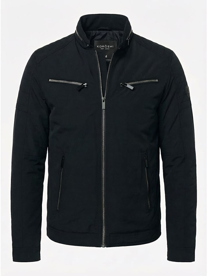 Leichte, kurze technische Bikerjacke in Schwarz