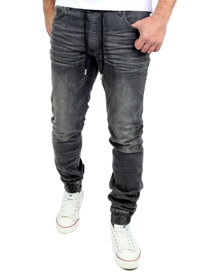 Jeans Denim Jogginghose in schwarz