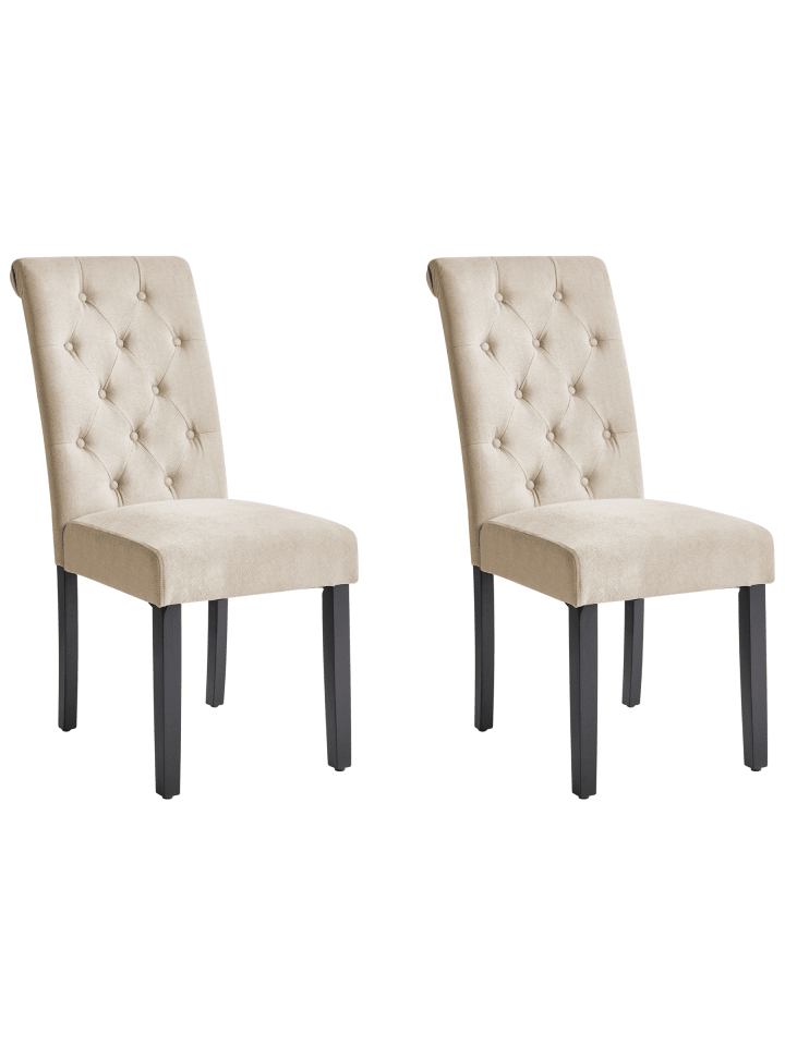 2er-Set Esszimmerstuhl VELVA in Beige/Schwarz
