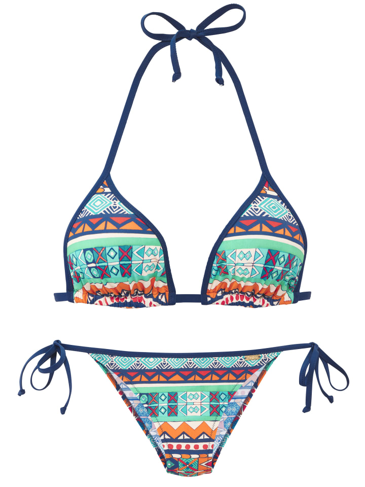 Triangel-Bikini in blau bedruckt