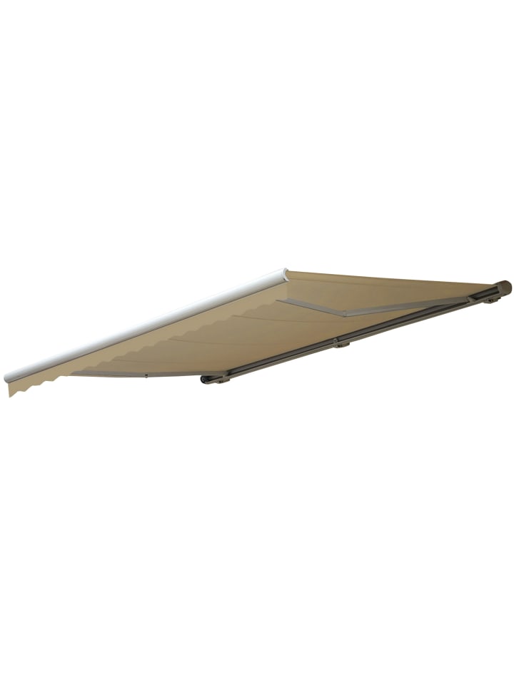 Elektrische Kassetten-Markise H123 mit Volant, Polyester Creme