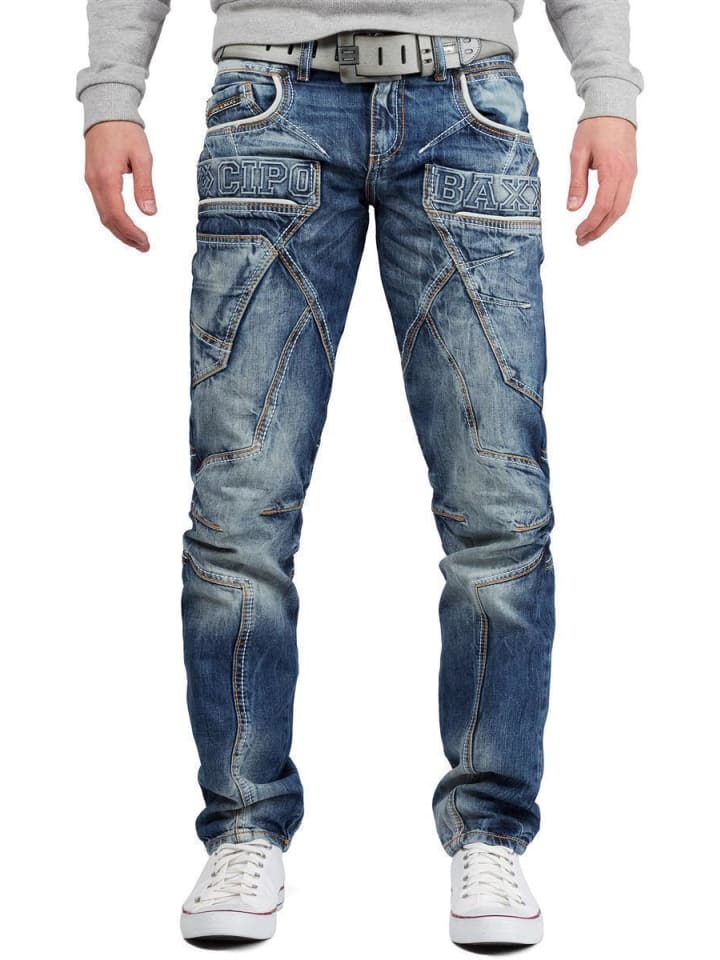 Herren Regular Fit Jeans Stonewashed in Blue