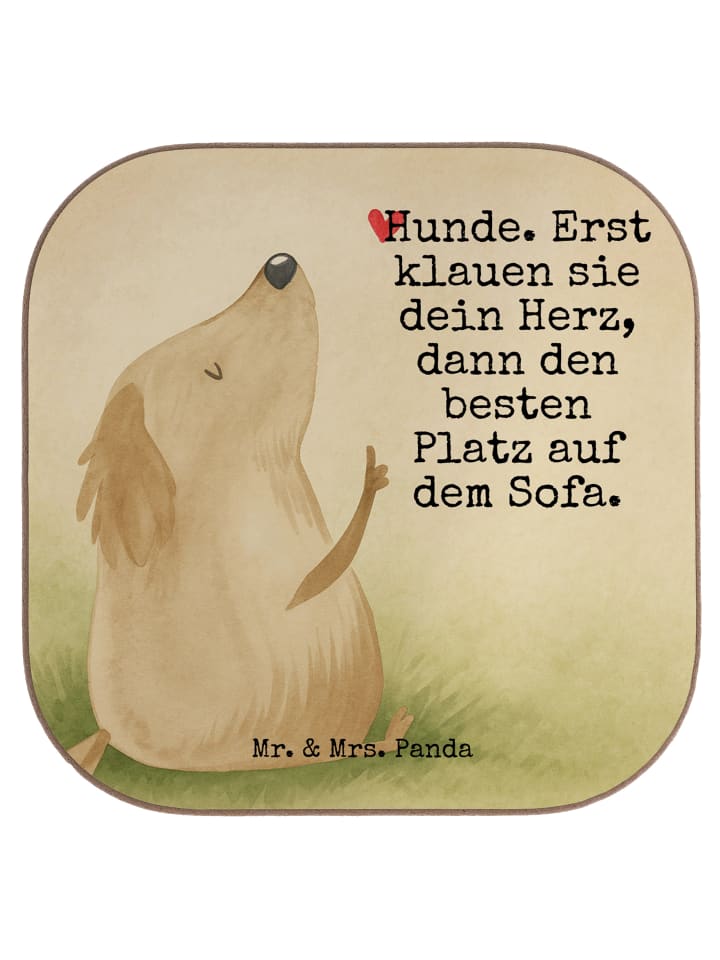 Glasuntersetzer Hund Liebe Design mit Spruch in Weiß
