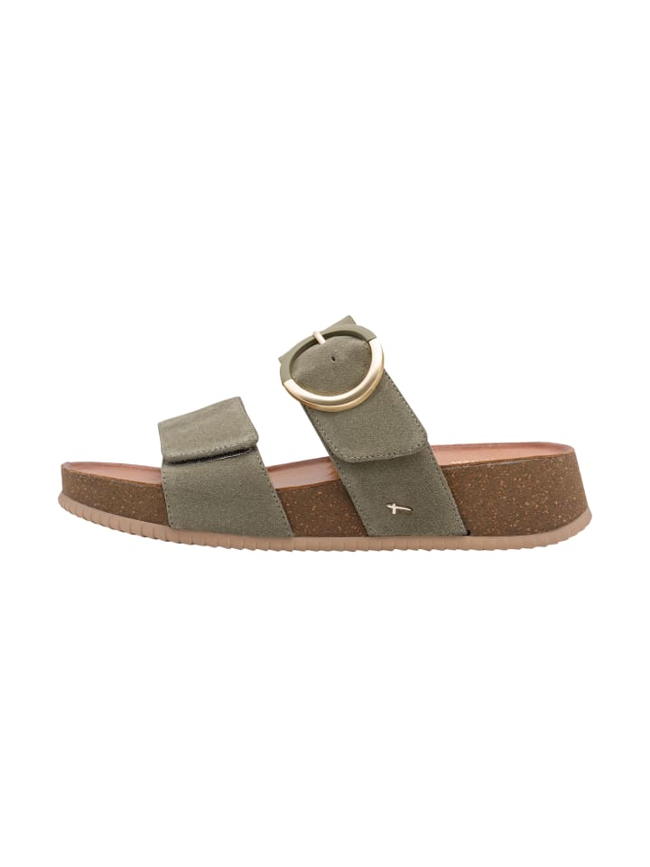 Comfort-Ledersandalen Salbei-Wildleder