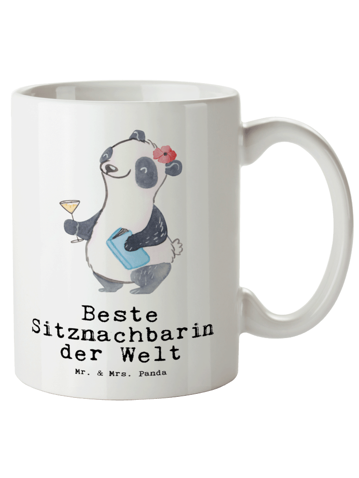 Becher Panda Beste Sitznachbarin der Welt mit S... in Weiß