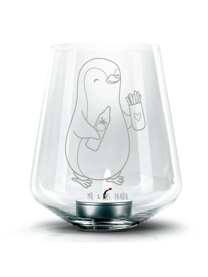 Kerzenständer Pinguin Pommes ohne Spruch in Transparent