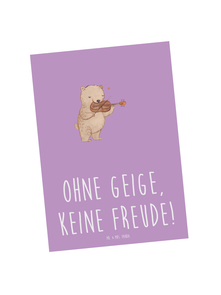 Grußkarte Geige Freude mit Spruch in Lavendeltraum