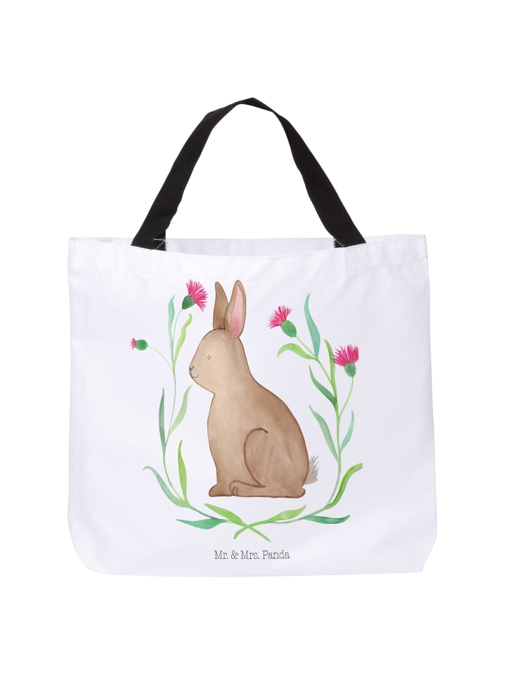 Tote Bag Hase Sitzen ohne Spruch in Weiß