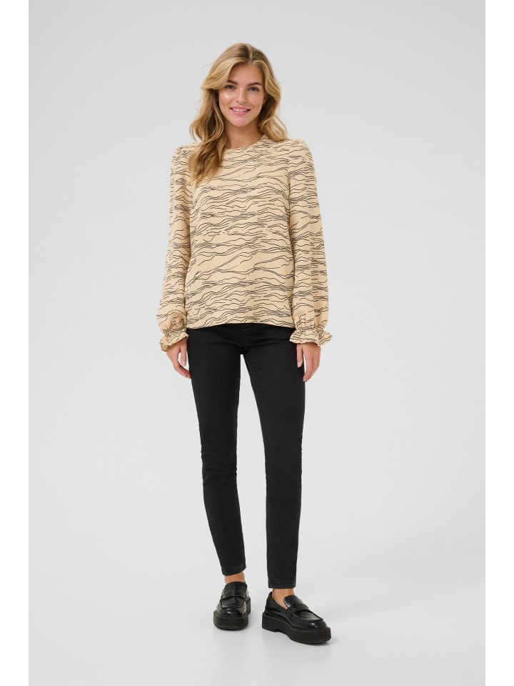 Langarm-Bluse KArita Regular fit in Nomad w. Black Deep graphic